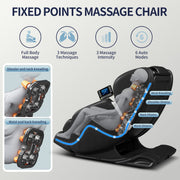 Full Body Zero Gravity Massage Chair with Deep Tissue Rollers, Foot Massage & Heat – Black
