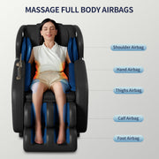 Full Body Zero Gravity Massage Chair with Deep Tissue Rollers, Foot Massage & Heat – Black