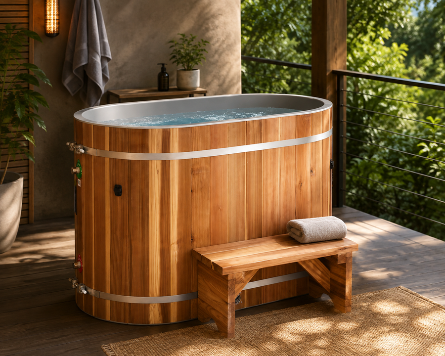 Dynamic Cold Therapy Pacific Cedar Oval Barrel Cold Plunge Spa – 3/4" IN/OUT