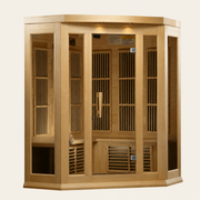 Maxxus 3-Person Corner Low EMF FAR Infrared Sauna — Canadian Hemlock
