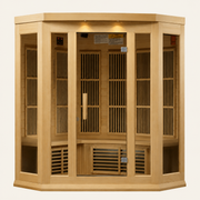 Maxxus 3-Person Corner Low EMF FAR Infrared Sauna — Canadian Hemlock