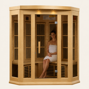 Maxxus 3-Person Corner Low EMF FAR Infrared Sauna — Canadian Hemlock