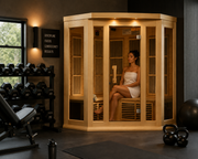 Maxxus 3-Person Corner Low EMF FAR Infrared Sauna — Canadian Hemlock
