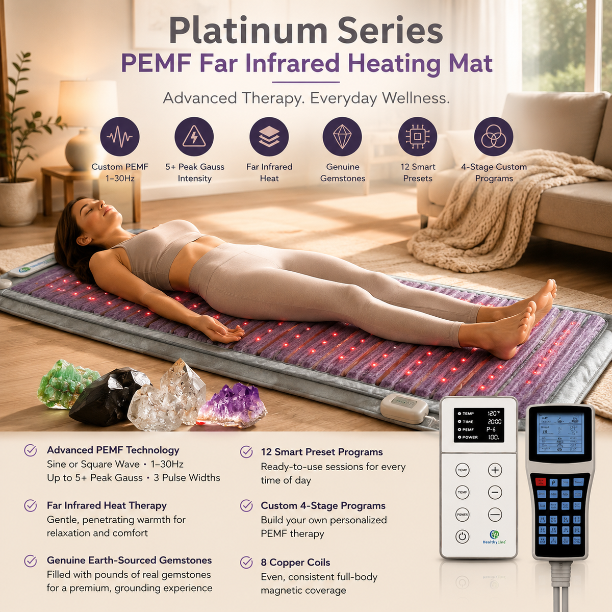 Platinum Series PEMF Mat | Far Infrared Heat Therapy Mat for Home Wellness