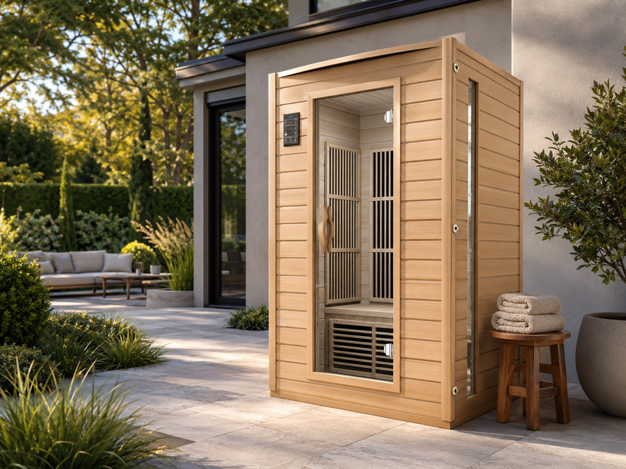 2-Person Carbon Infrared Sauna - Canadian Hemlock Wooden Sauna - 1700 Watts - Premium Audio