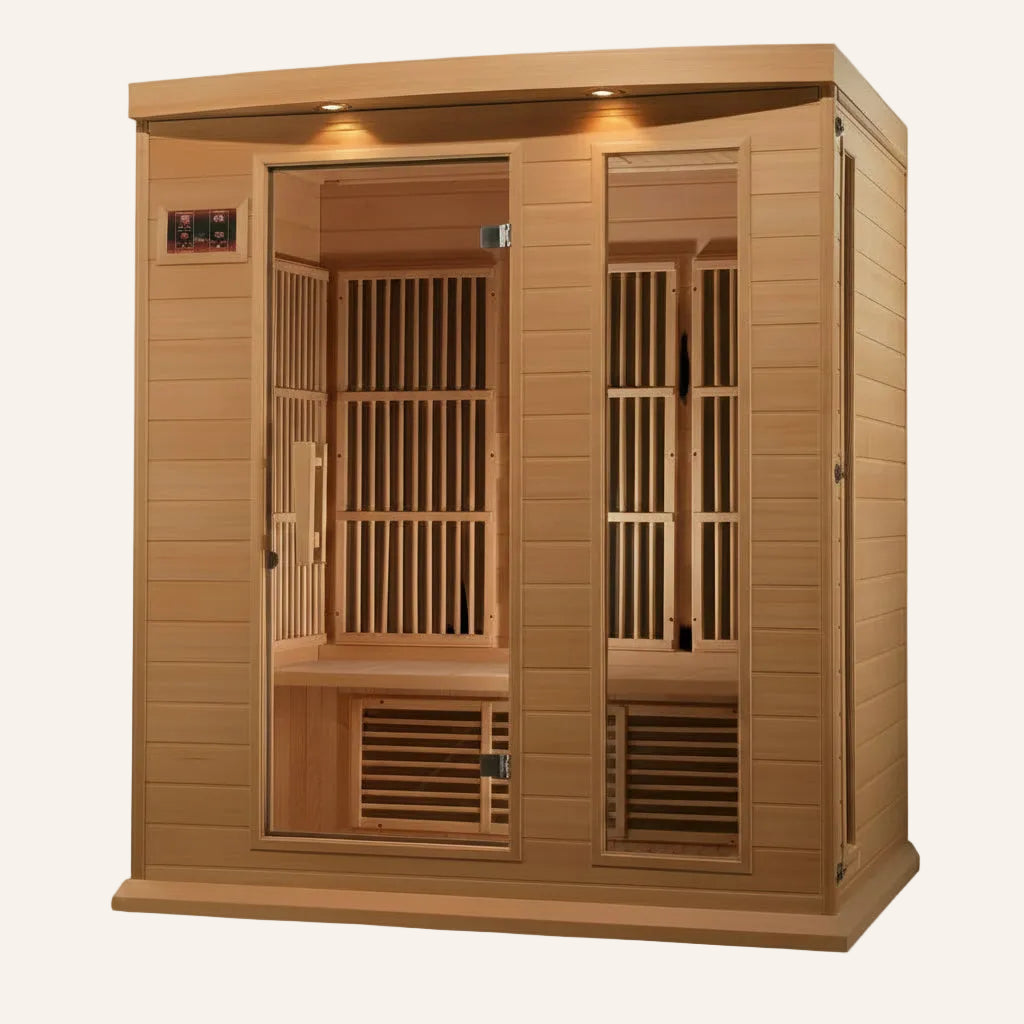 Maxxus 3-Person Low EMF FAR Infrared Sauna — Canadian Hemlock