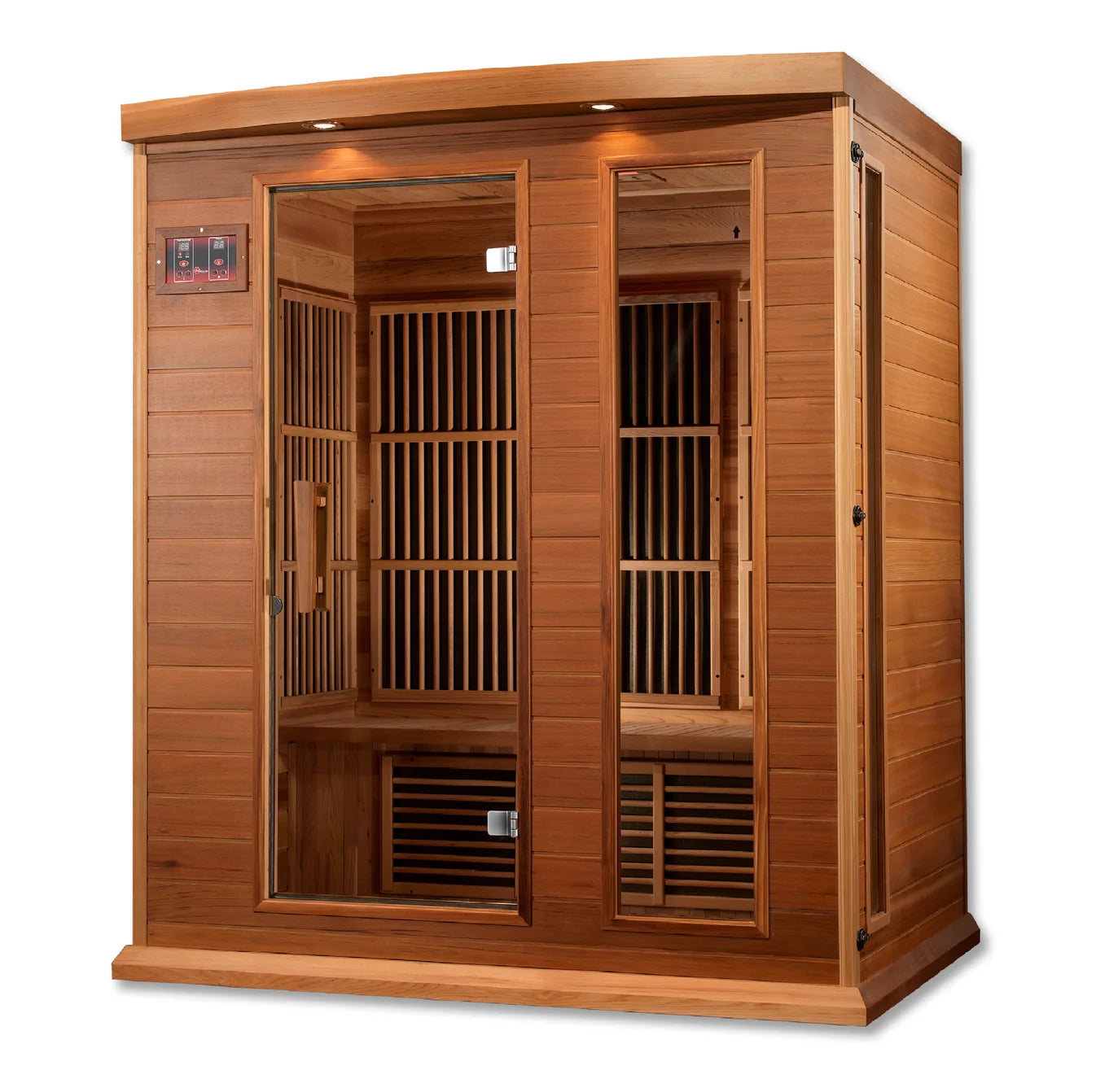 Maxxus 3-Person Low EMF FAR Infrared Sauna — Canadian Red Cedar