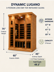 Dynamic Lugano 3-Person Low EMF FAR Infrared Sauna